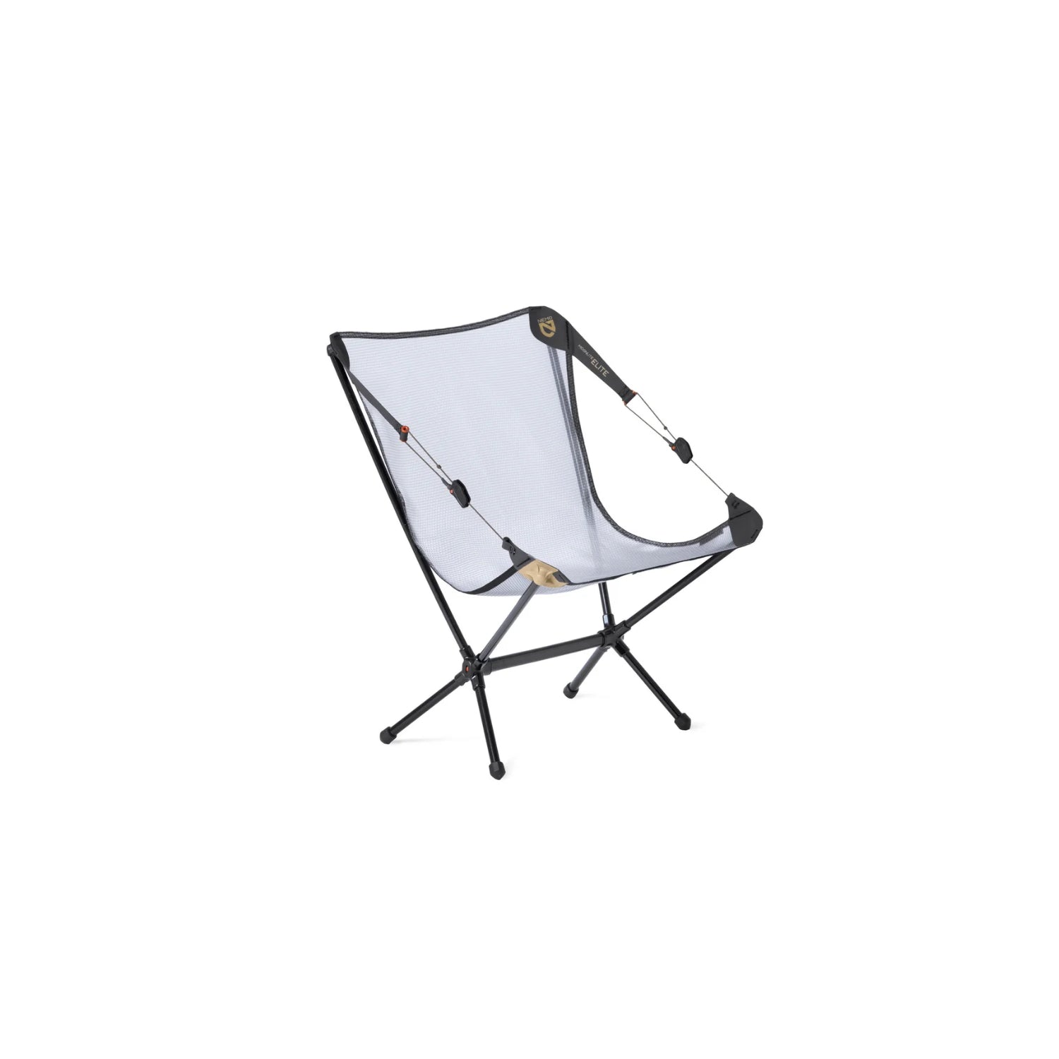 Portable folding chair with mesh back on a white background