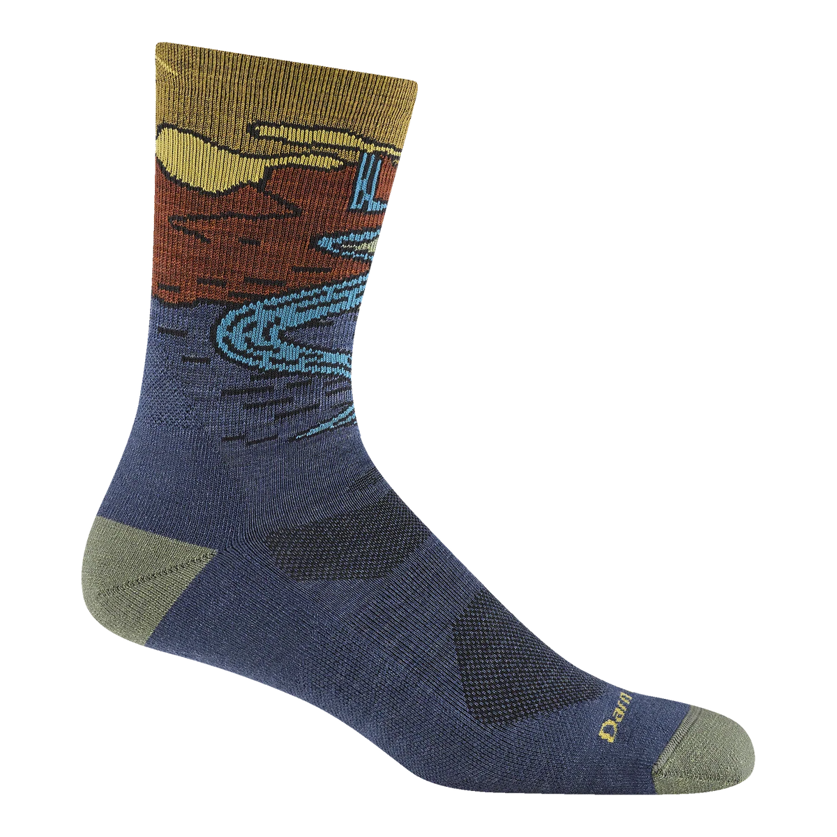 Darn Tough Mens Chasing Waterfalls Micro Crew Lightweight Hiking Sock in denim