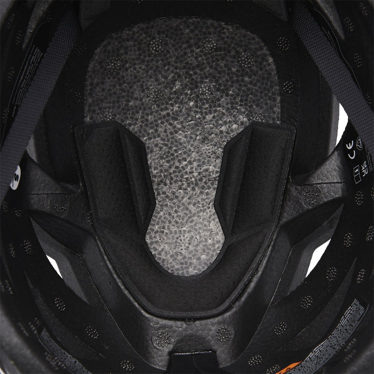 Black Diamond Vapor helmet in black with a gold logo inside helmet padding