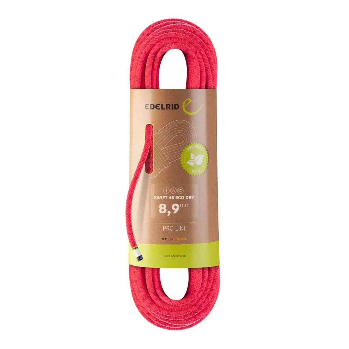 Edelrid Swift 48 Eco Dry 8.9mm climbing rope in pink