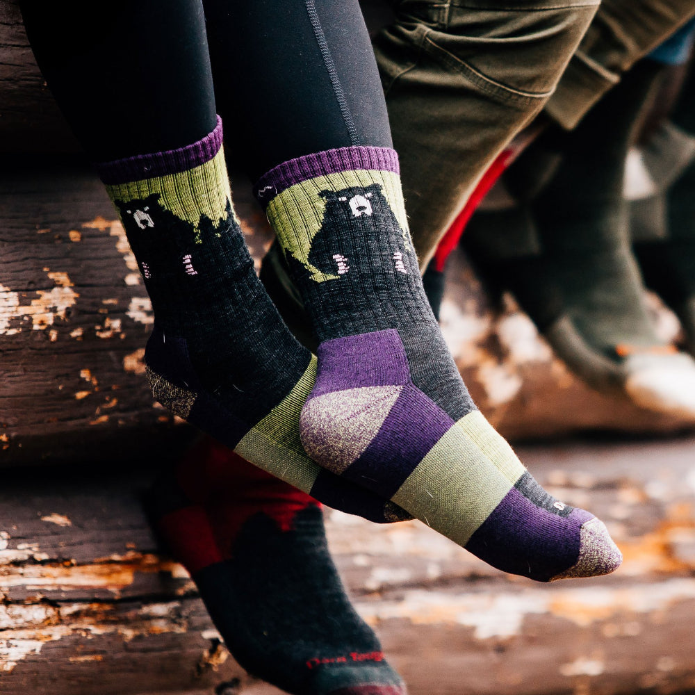 Darn Tough Womens Bear Town Micro Crew Lightweight Hiking Sock, In Use
