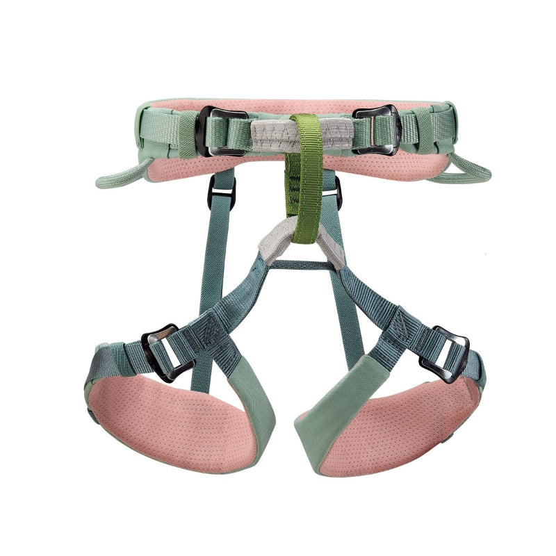 Petzl Macchu Jade Green Kid's Harness, white background