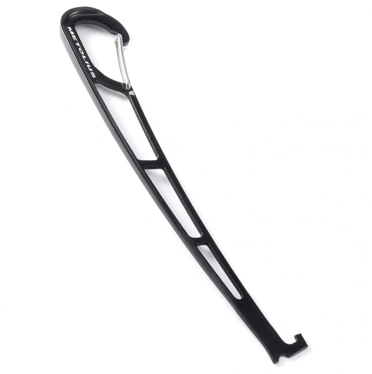 Metolius Feather Nut Tool, nut key for climbing, in black colour with built in carabiner