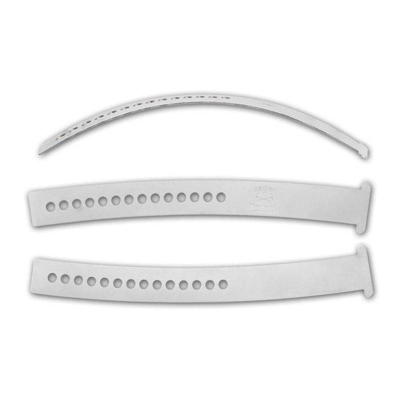 Grivel Flex Long Bar, pair shown side by sidxe in silver colour with a third one showing the flex