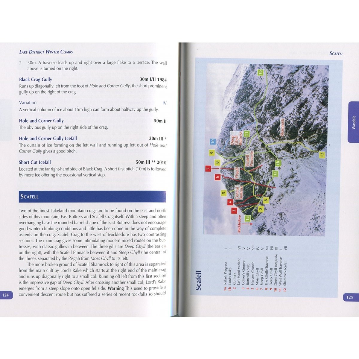 Lake District Winter Climbs guide, inside page examples