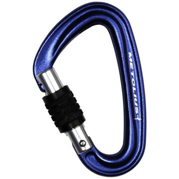 Metolius Bravo Screwgate Carabiner, in blue colour with black screwlock